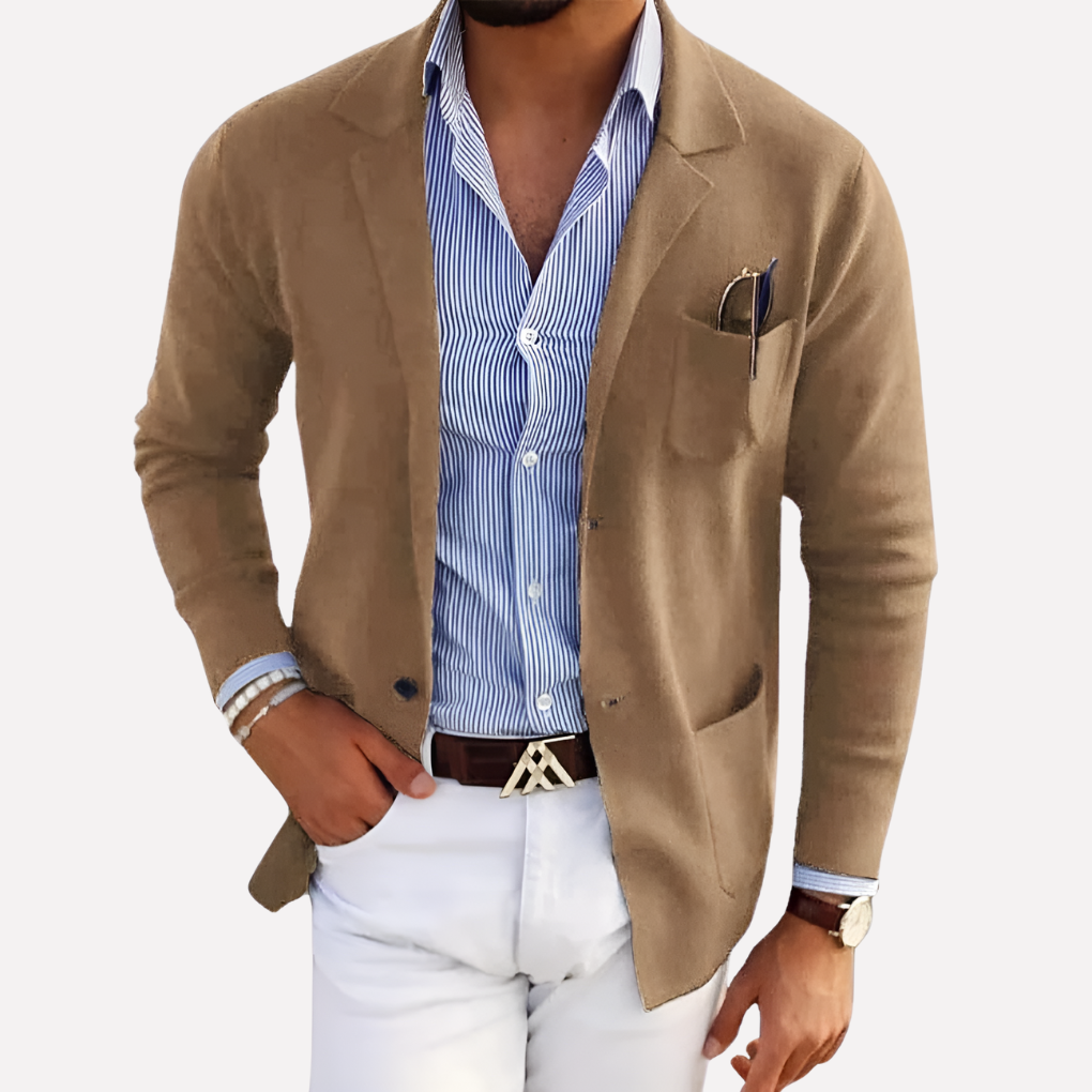 Men's Textured Knit Blazer Jacket