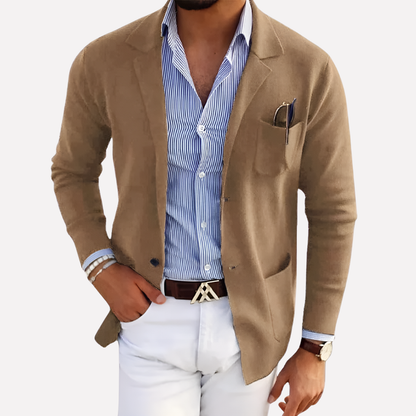 Men's Textured Knit Blazer Jacket