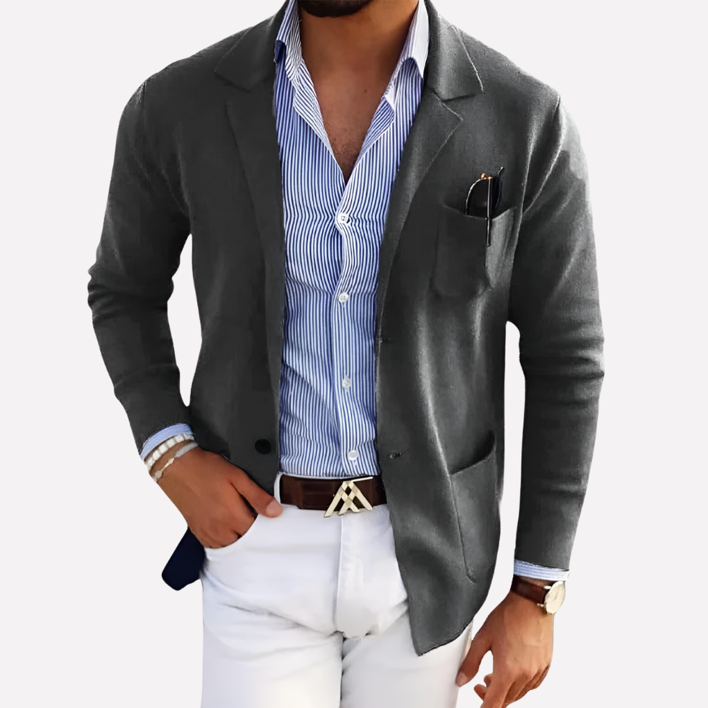 Men's Textured Knit Blazer Jacket