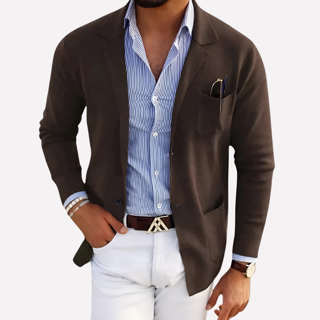 Men's Textured Knit Blazer Jacket