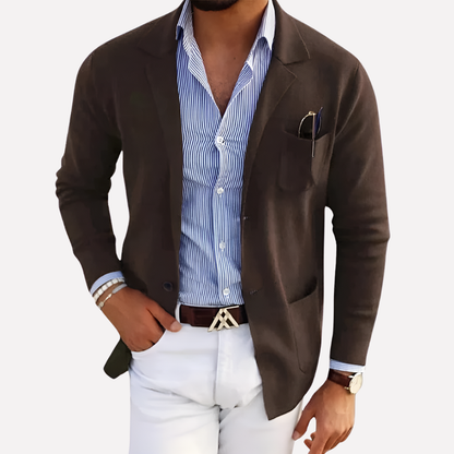 Men's Textured Knit Blazer Jacket