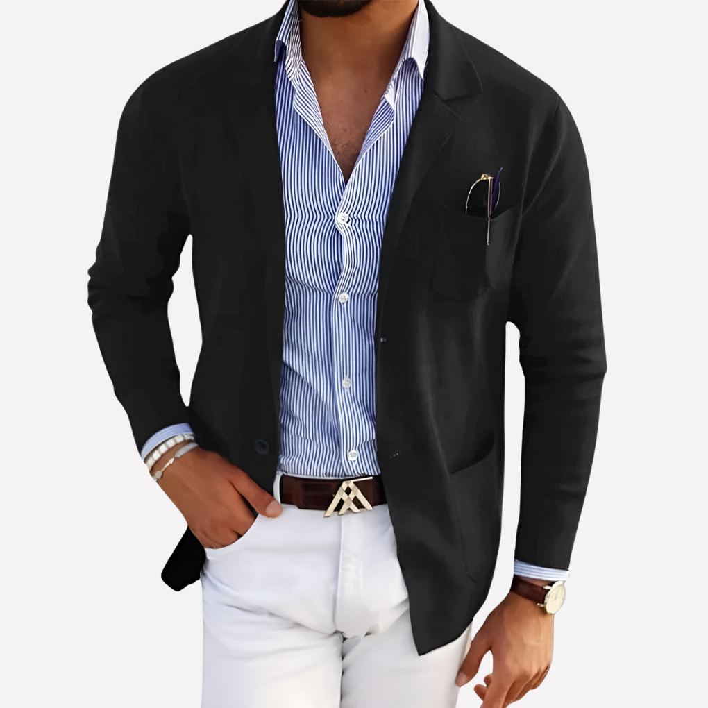 Men's Textured Knit Blazer Jacket