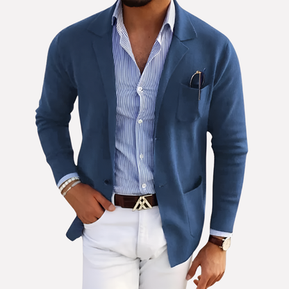 Men's Textured Knit Blazer Jacket