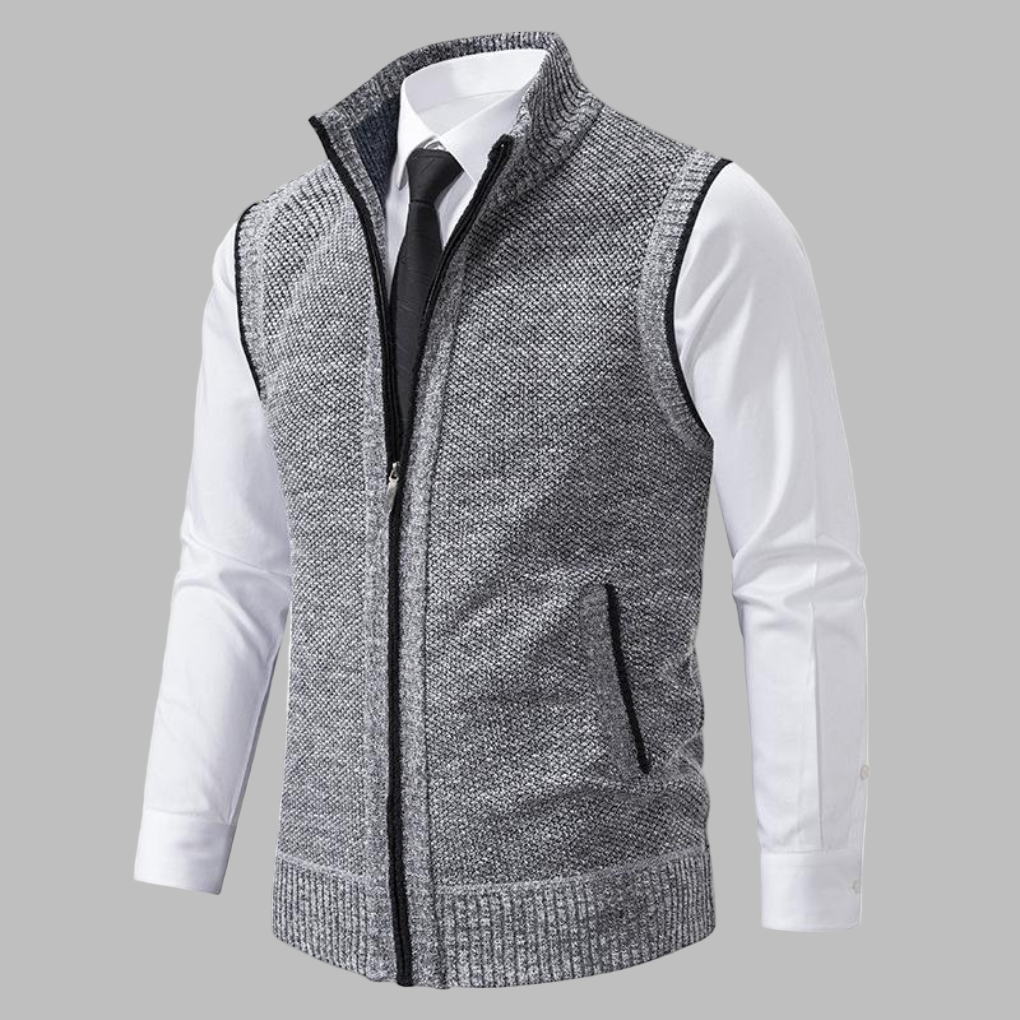 Refined Knitted Zip-Up Vest