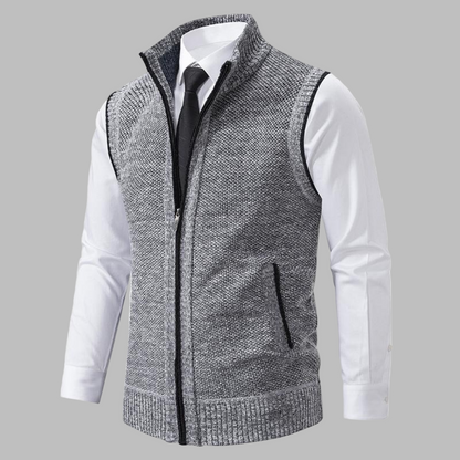Refined Knitted Zip-Up Vest