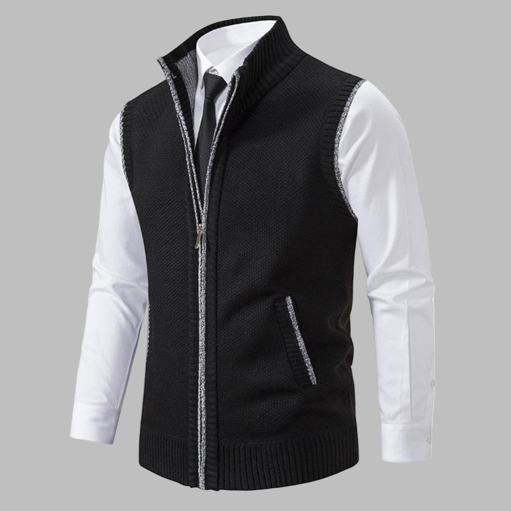 Refined Knitted Zip-Up Vest