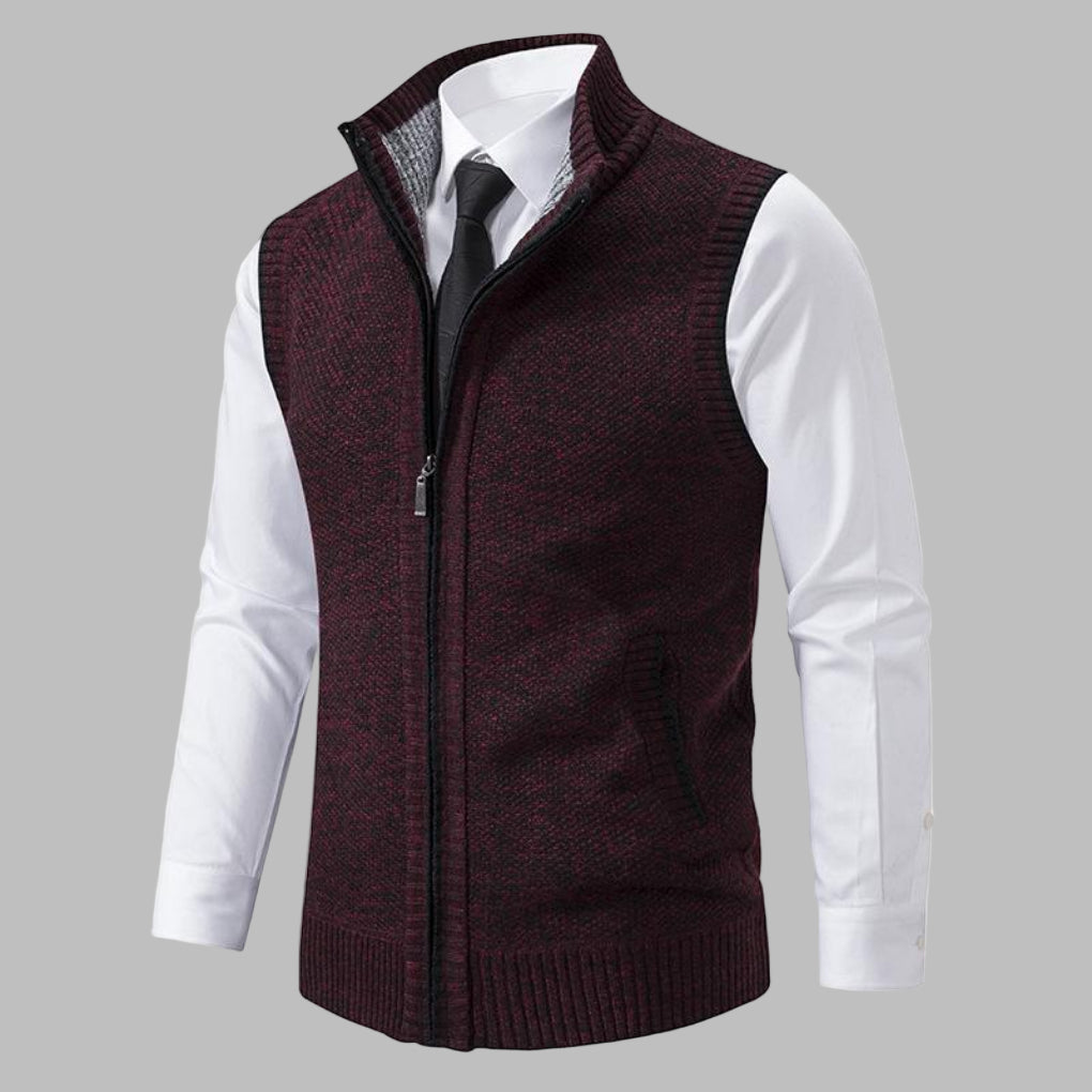 Refined Knitted Zip-Up Vest