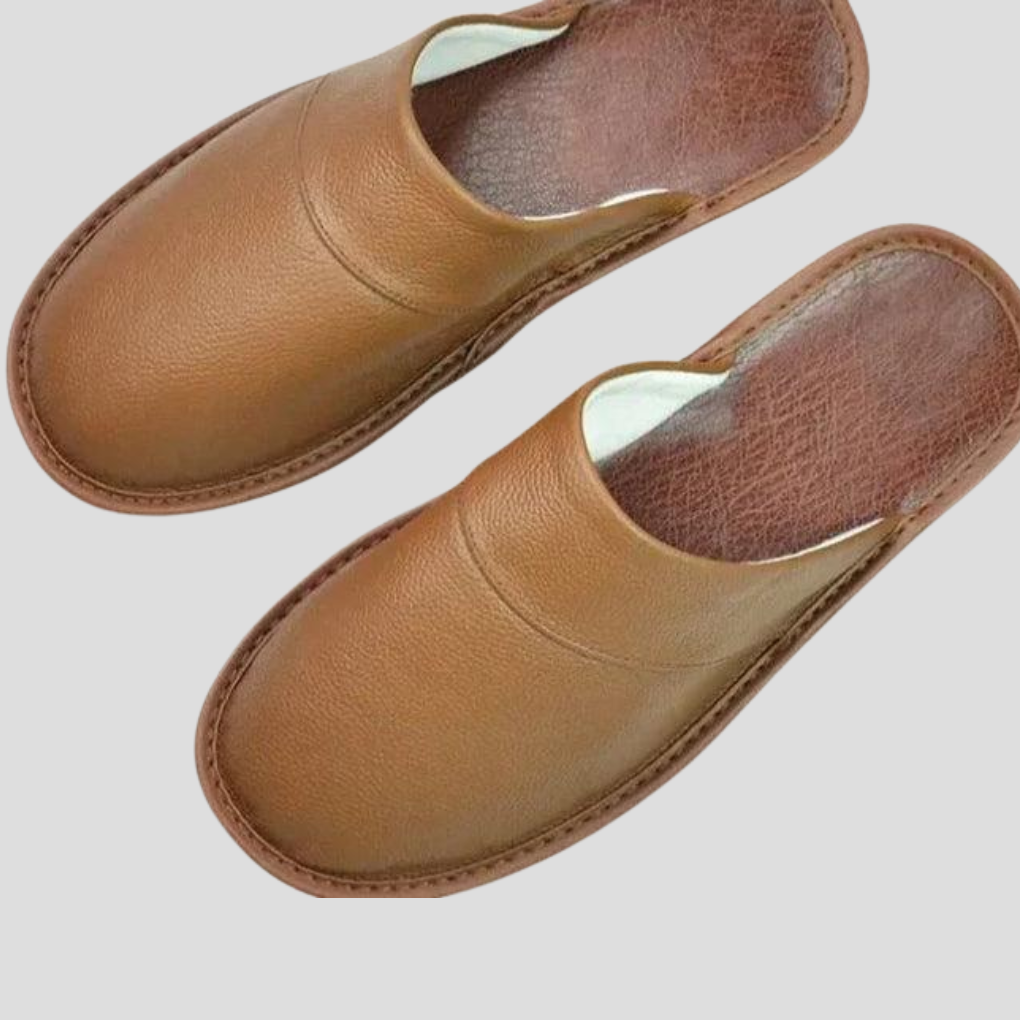 Mens Leather Mules with Cushioned Insole