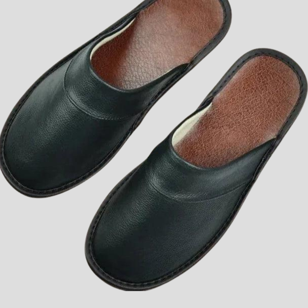 Mens Leather Mules with Cushioned Insole