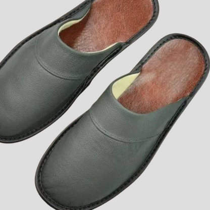 Mens Leather Mules with Cushioned Insole