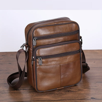 Niki | Men’s Leather Shoulder Bag | Genuine Cowhide Crossbody | Adjustable Strap