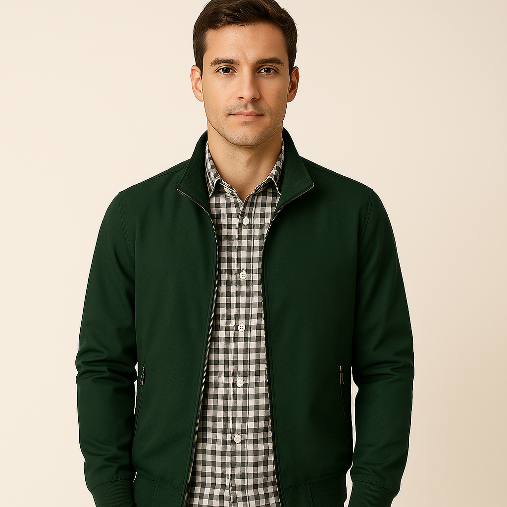 Men's Zip-Front Windbreaker Bomber Jacket