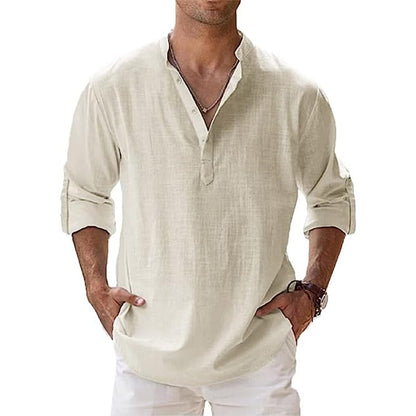 Niki | Men's Cotton Blend Banded Collar Shirt