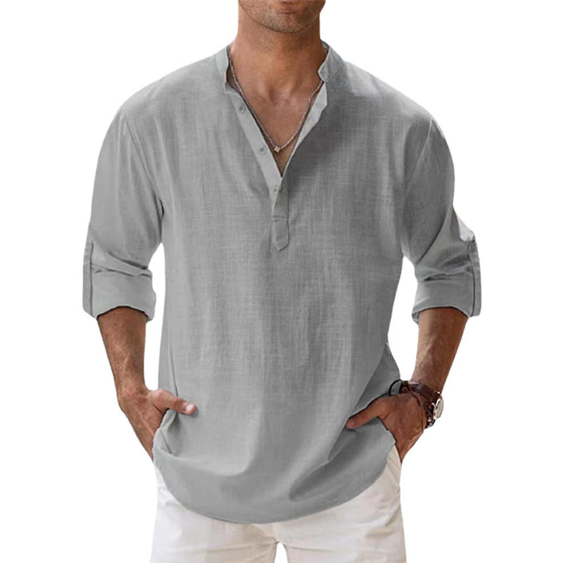Niki | Men's Cotton Blend Banded Collar Shirt