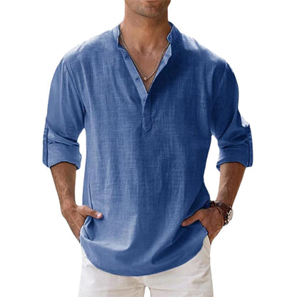 Niki | Men's Cotton Blend Banded Collar Shirt