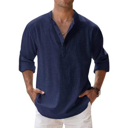Niki | Men's Cotton Blend Banded Collar Shirt