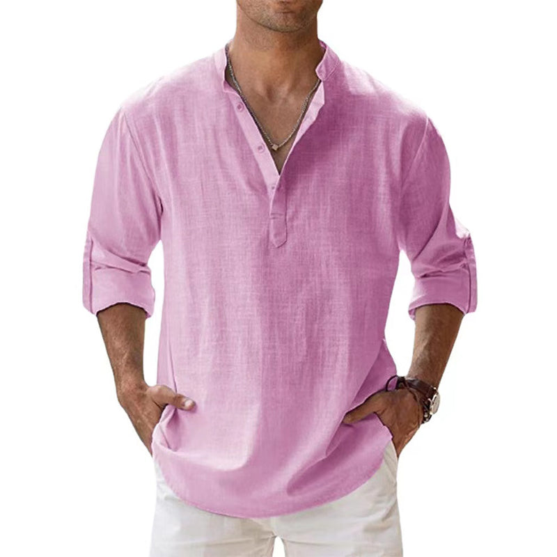 Niki | Men's Cotton Blend Banded Collar Shirt