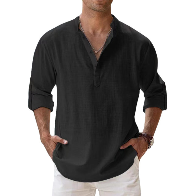 Niki | Men's Cotton Blend Banded Collar Shirt