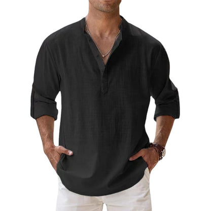 Niki | Men's Cotton Blend Banded Collar Shirt