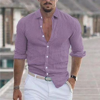 Men's Breathable Linen Button-Up Shirt