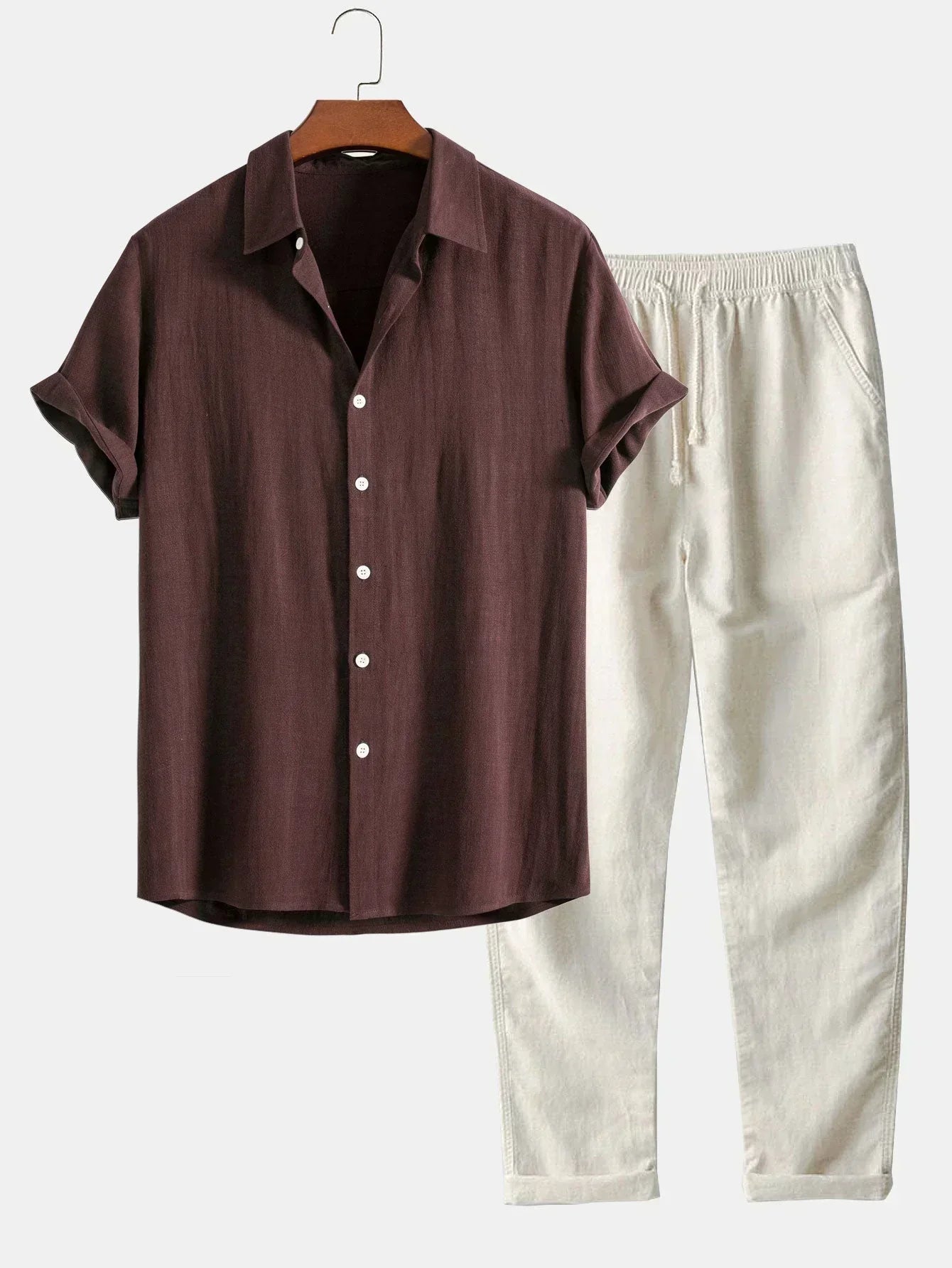 Men's Linen Shirt and Pants Casual Set