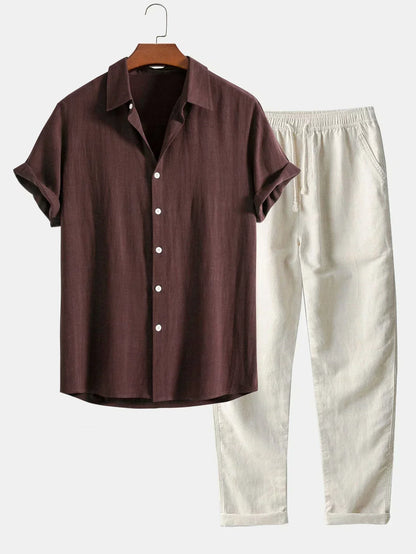 Men's Linen Shirt and Pants Casual Set