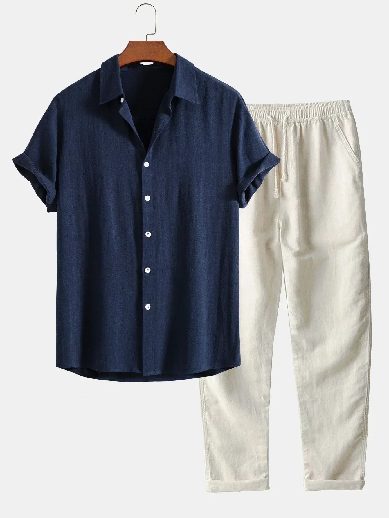 Men's Linen Shirt and Pants Casual Set
