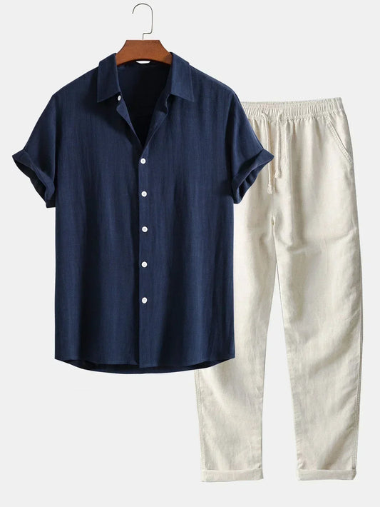 Men's Linen Shirt and Pants Casual Set