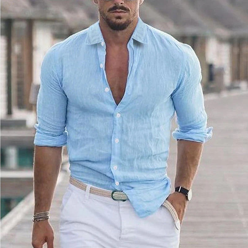 Men's Breathable Linen Relaxed Fit Shirt