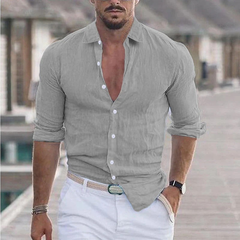 Men's Breathable Linen Relaxed Fit Shirt