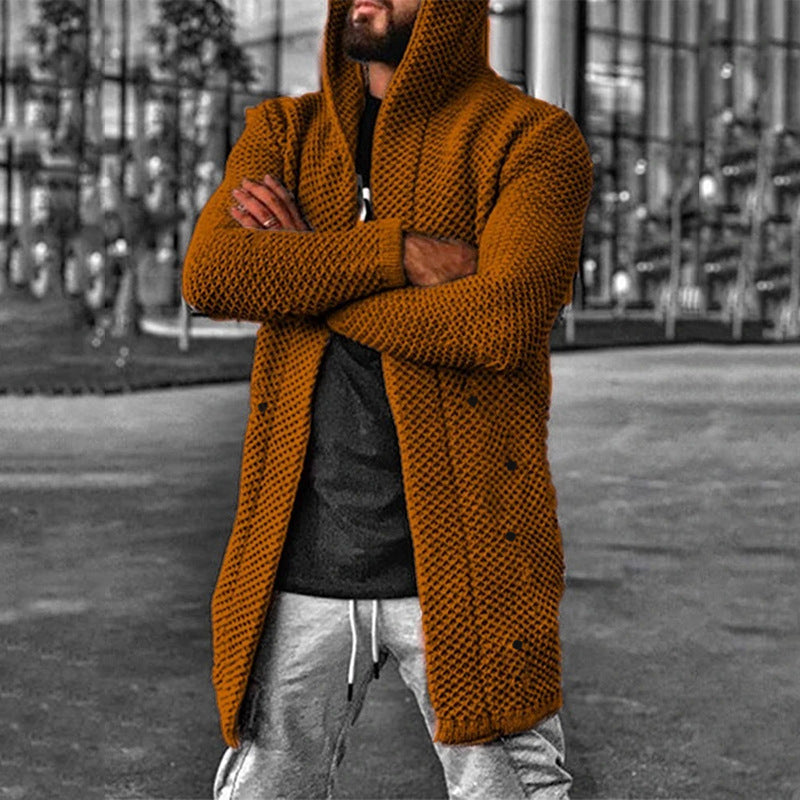 Men's Cozy Hooded Long Cardigan