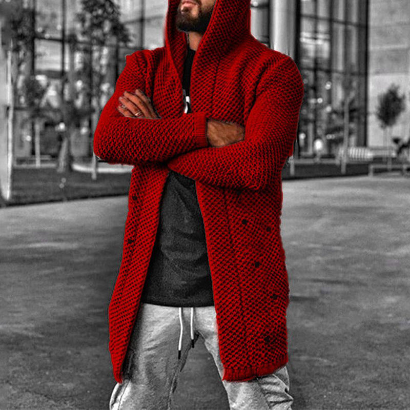 Men's Cozy Hooded Long Cardigan