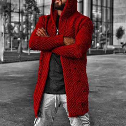 Men's Cozy Hooded Long Cardigan