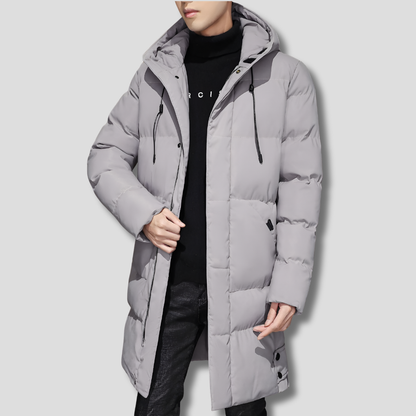 Men's Insulated Long Puffer Coat with Hood