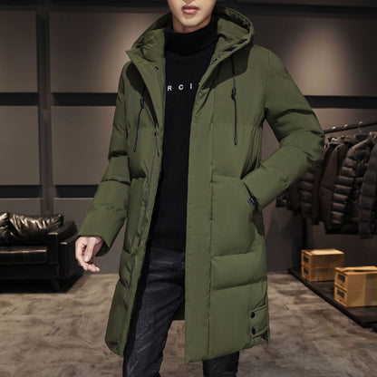 Men's Insulated Long Puffer Coat with Hood