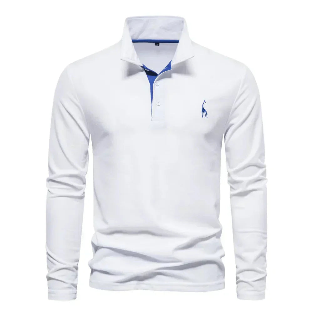 Men's Long Sleeve Polo with Embroidery