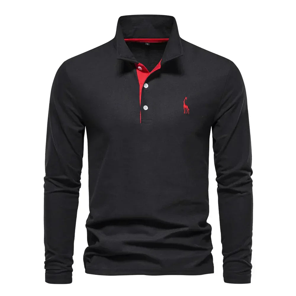 Men's Long Sleeve Polo with Embroidery