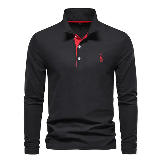 Men's Long Sleeve Polo with Embroidery