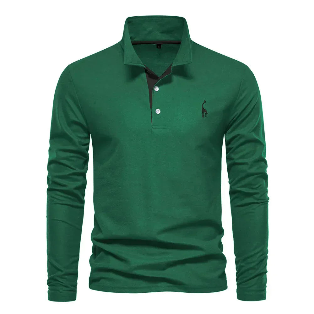 Men's Long Sleeve Polo with Embroidery