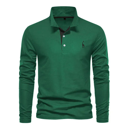 Men's Long Sleeve Polo with Embroidery