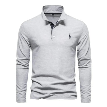 Men's Long Sleeve Polo with Embroidery
