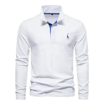 Long Sleeve Polo with Subtle Embroidery
