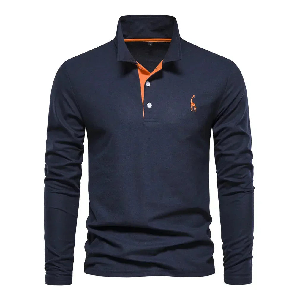 Men's Long Sleeve Polo with Embroidery