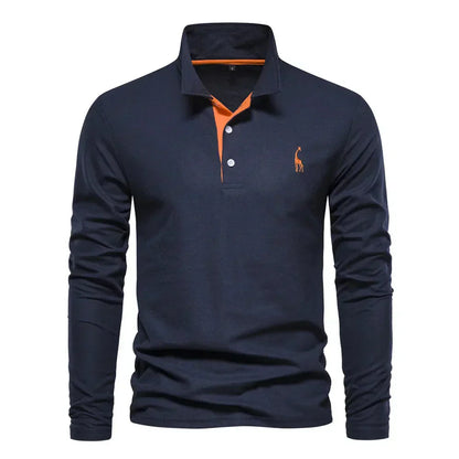 Men's Long Sleeve Polo with Embroidery