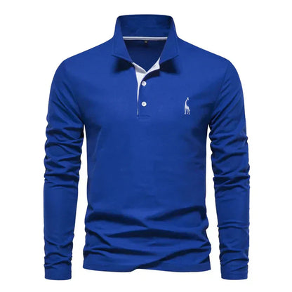 Long Sleeve Polo with Subtle Embroidery