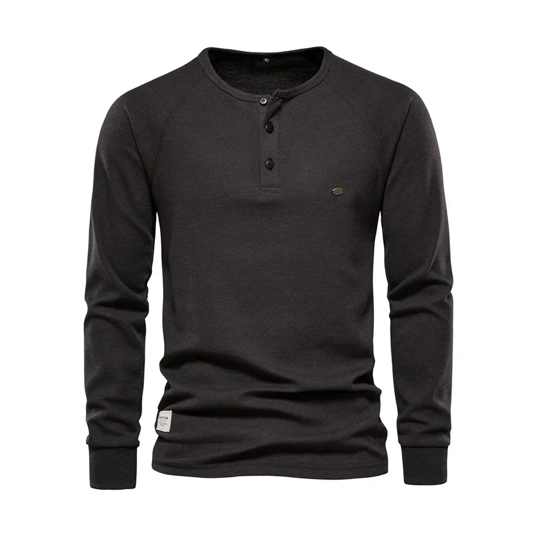 Men's Long Sleeve Button Neck Casual Shirt