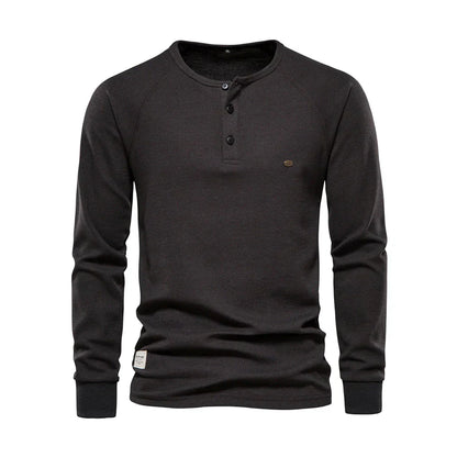 Men's Long Sleeve Button Neck Casual Shirt