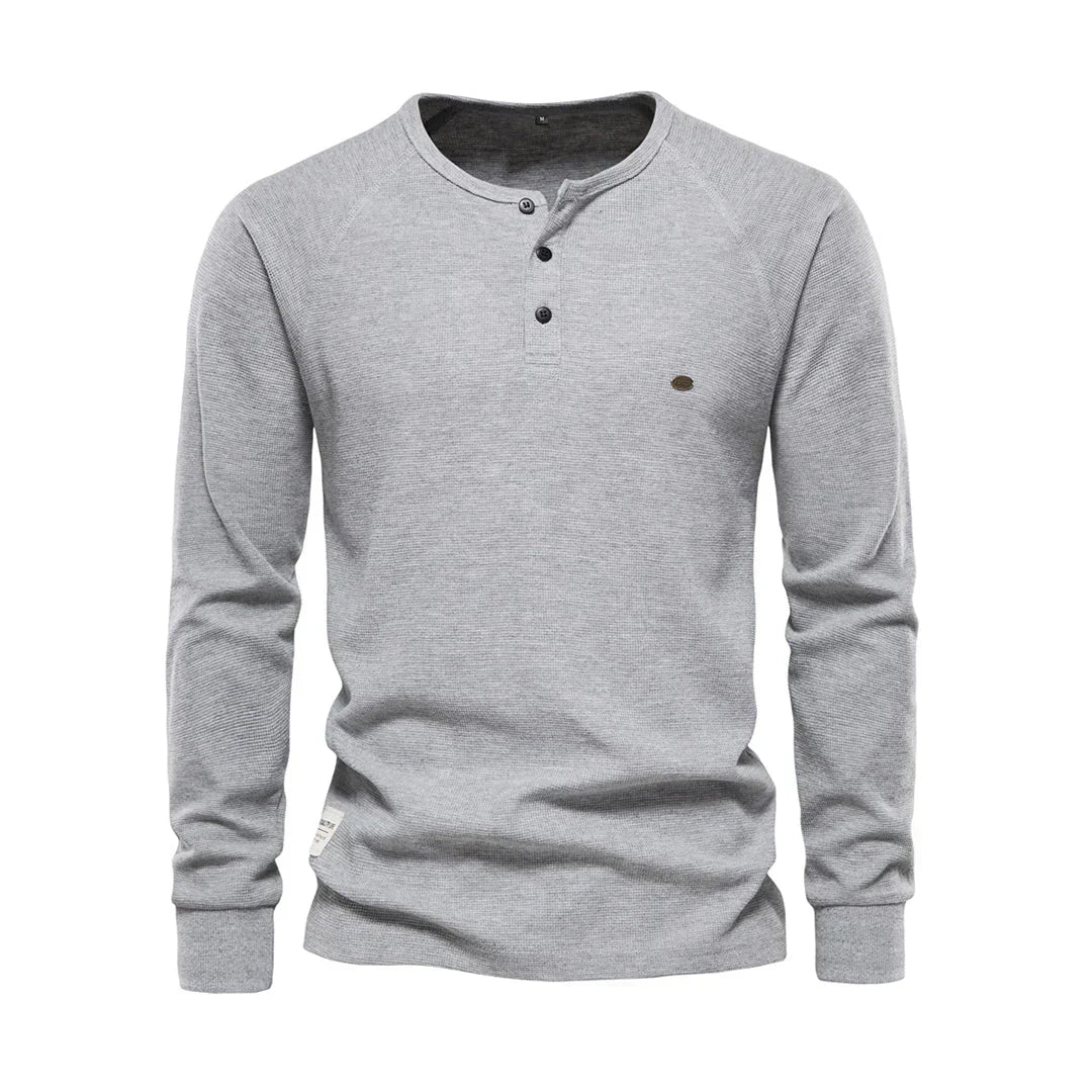 Men's Long Sleeve Button Neck Casual Shirt