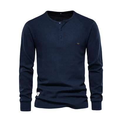 Men's Long Sleeve Button Neck Casual Shirt