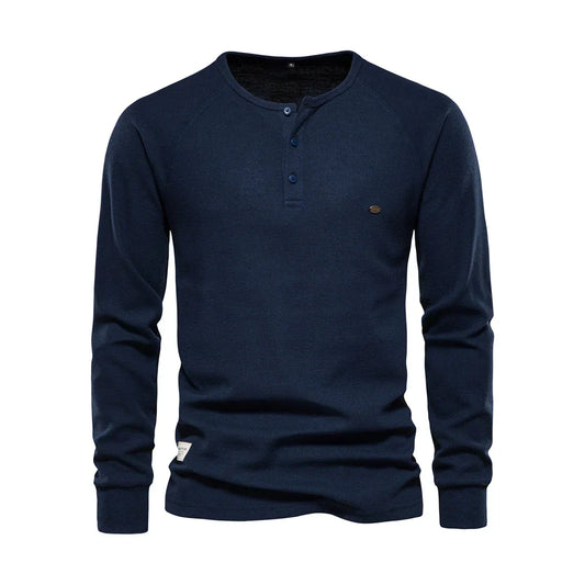 Men's Long Sleeve Button Neck Casual Shirt